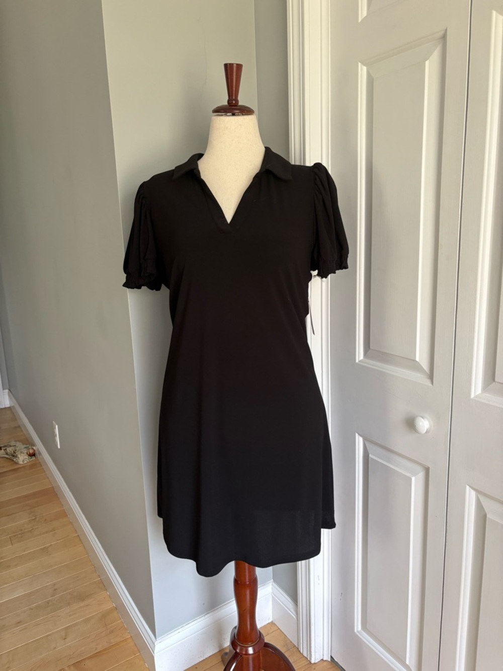 CeCe Black Short Sleeve Polo Dress